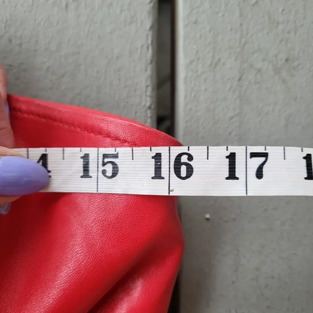 Clifford Olson For Tannery West Vintage‎ Mini Dress Leather Strapless Red 2 - Picture 9 of 10